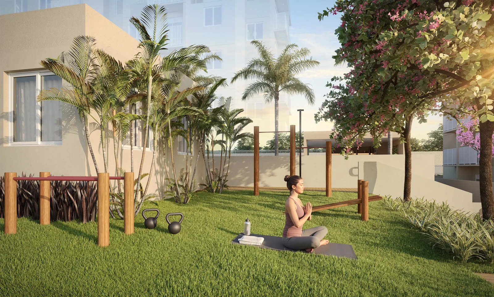 Fitness ao ar livre do Natuá — perspectiva ilustrada