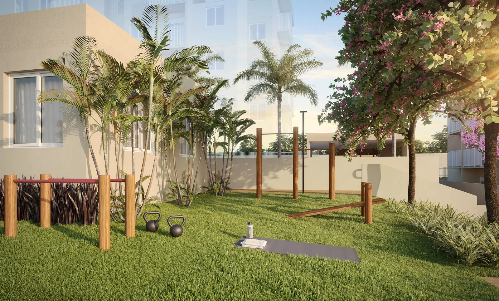 Espaço para atividades ao ar livre do Natuá — perspectiva ilustrada