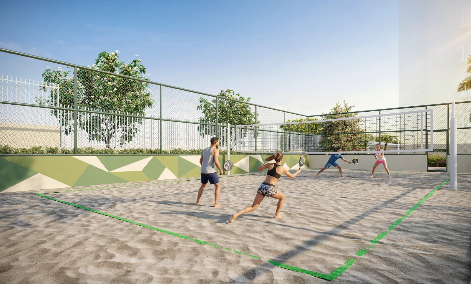 Quadra de areia do Natuá — perspectiva ilustrada