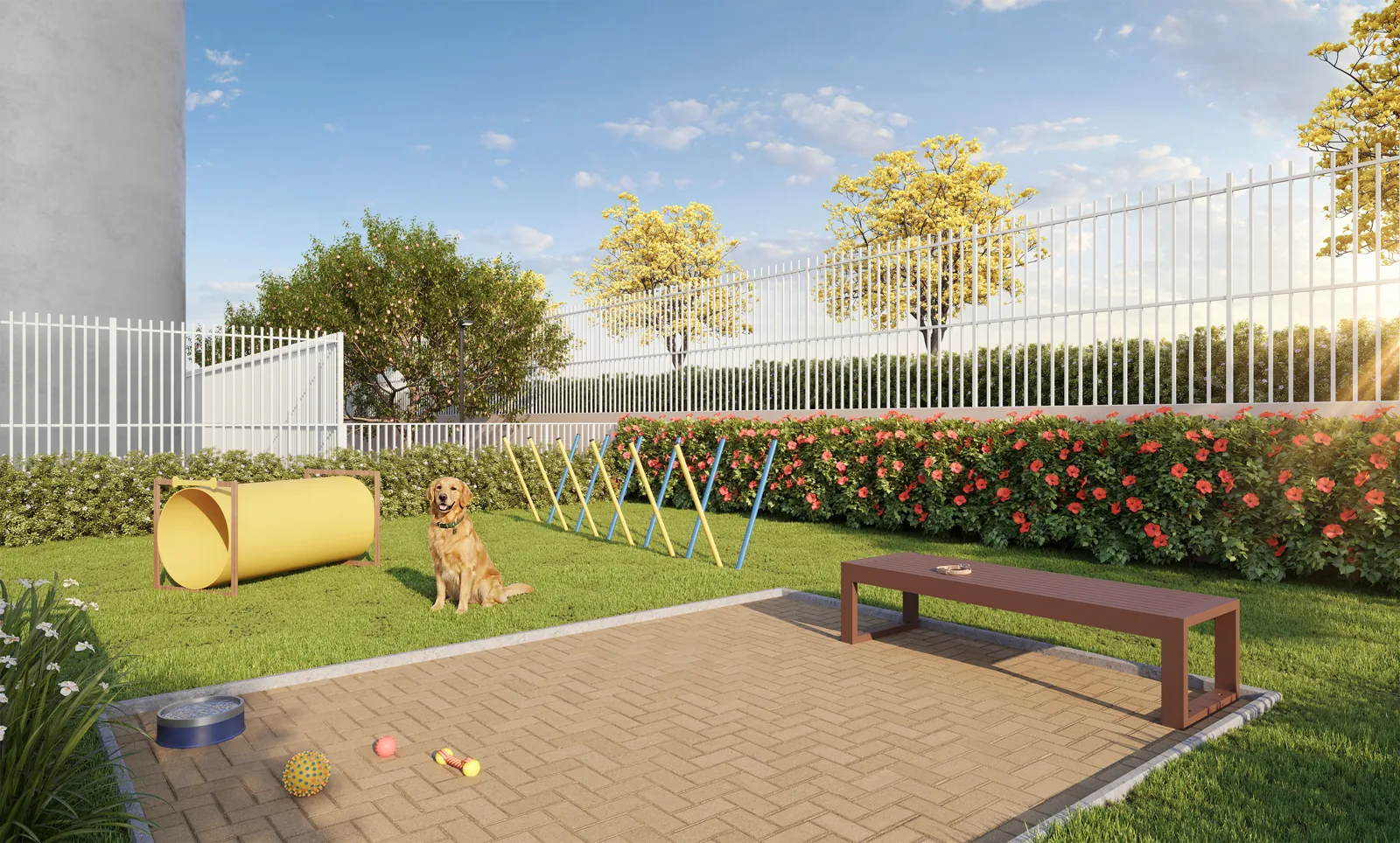 Pet agility — vista do percurso do Natuá — perspectiva ilustrada
