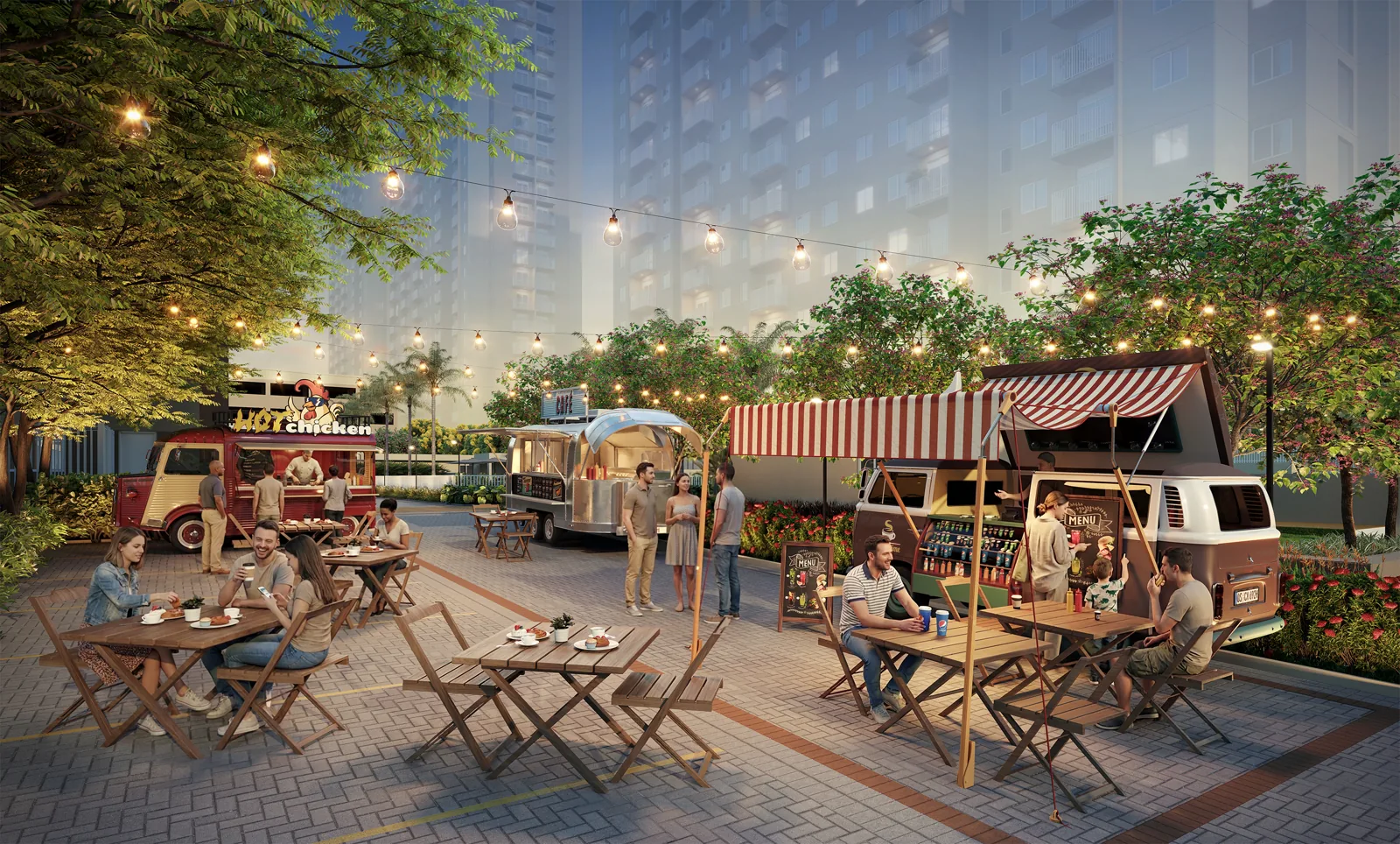 Área para food truck do Natuá — perspectiva ilustrada